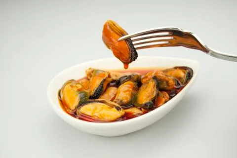 Pickled mussels Stock Photos