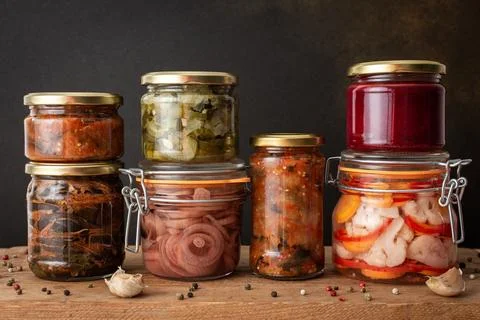 Pickled or fermented vegetables Stock Photos