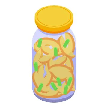 Pickled peach slices icon, isometric style Stock Illustration