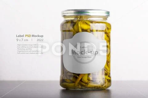 Pickled pepper conserve glass with round cap mock-up series PSD Template