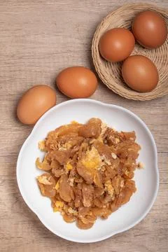 Pickled radish stir fried with egg Stock Photos