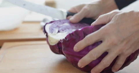 Pickled red cabbage making process Stock Footage 146670640