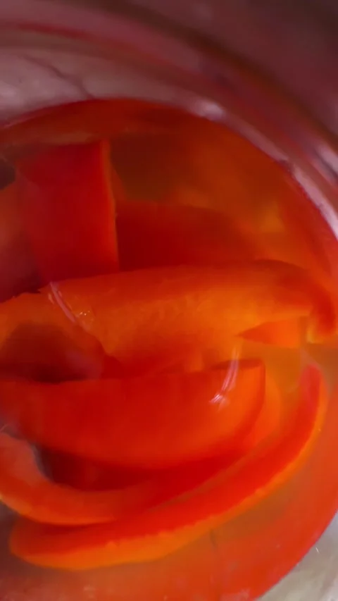 Pickled Red Pepper in Brine Stock Footage 300850447