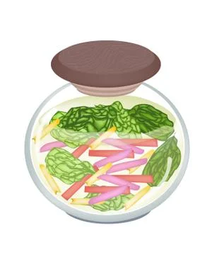 Pickled Ruby Red Chard in A Jar Illustrazione stock