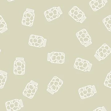 Pickled tomato line seamless pattern Stock Illustration