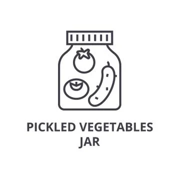 Pickled vegetables jar line icon, outline sign, linear symbol, vector, flat Stock Illustration