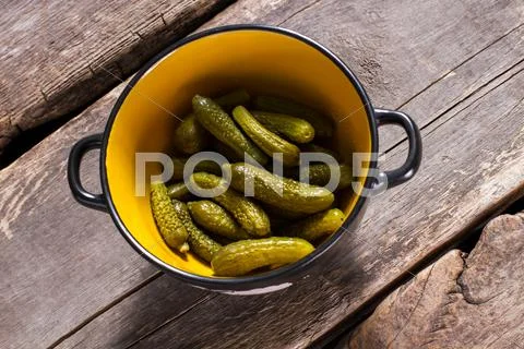 Pickles In Bowl With Handles.