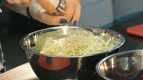 Pickles cabbage salad. Close-up 스톡 동영상 82024686