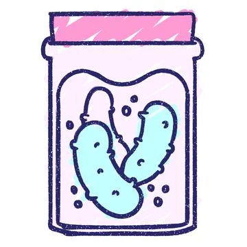 Pickles Chalk Drawing in bright neon color Stock Illustration