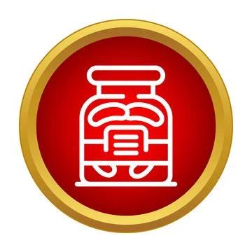 Pickles jar icon on red circle background Stock Illustration