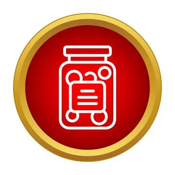 Pickles jar icon on round red button Stock Illustration