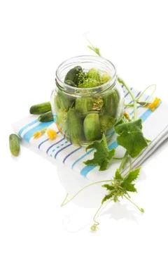 Pickles in jar. Stock Photos