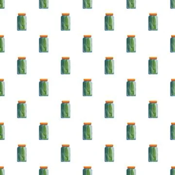 Pickles in jar seamless pattern repeating background Stock Illustration