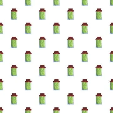 Pickles in jar seamless pattern on white background Stock Illustration