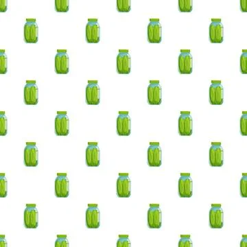 Pickles in jars seamless pattern illustrating food preservation Stock Illustration