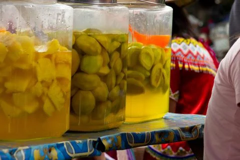 Pickles mango and pineapple Stock Photos