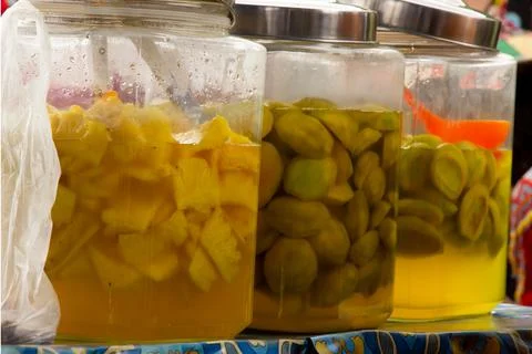 Pickles mango and pineapple Stock Photos