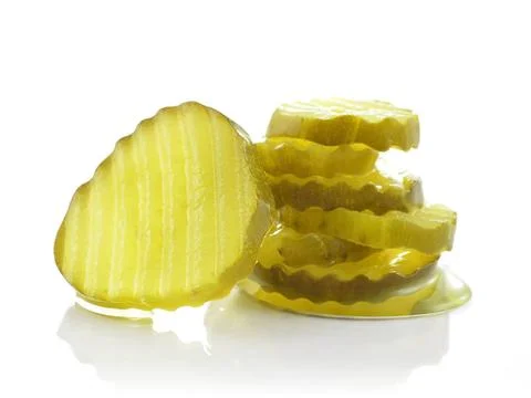 Pickles a stack of pickle slices on white background Copyright: xZoonar.co... 스톡 사진