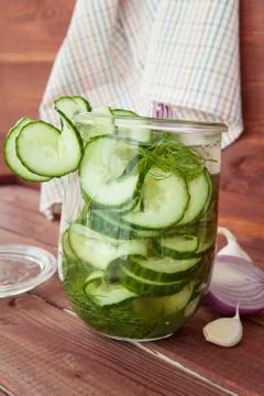 Pickling cucumbers with dill Stock Photos