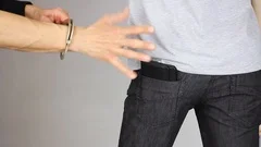 Thief Pickpocket Stealing A Wallet From Back Jeans Pocket Stock