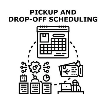 Pickup and drop off scheduling logistics management process Stock Illustration