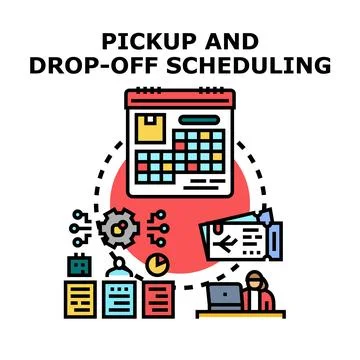 Pickup and drop off scheduling logistics management process Stock Illustration