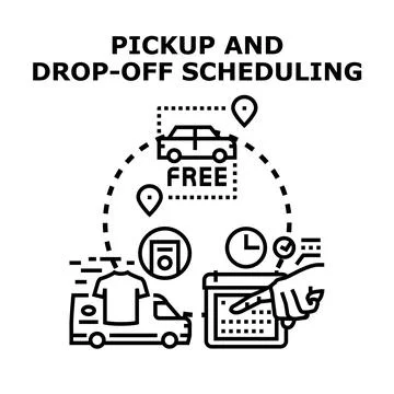Pickup and drop off scheduling service delivery concept Stock Illustration