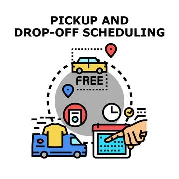 Pickup and drop off scheduling service delivery concept Stock Illustration