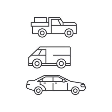 Pickup car thin line icon concept. Pickup car linear vector sign, symbol Stock Illustration