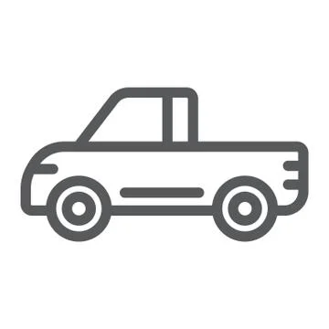 Pickup line icon, van and auto, car sign, vector graphics, a linear pattern on a Illustrazione stock