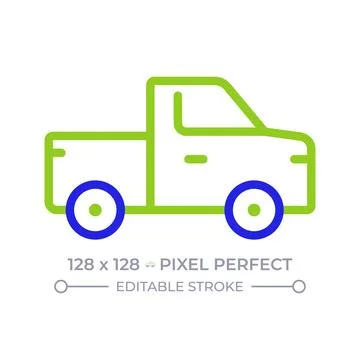 Pickup pixel perfect two color line icon Stock Illustration