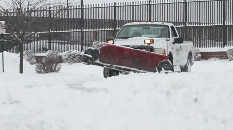 Pickup Plowing Snow Stock Footage