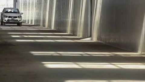 Pickup rides on factory floor Video stock 72971143