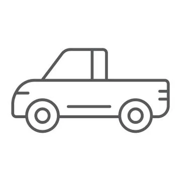 Pickup thin line icon, van and auto, car sign, vector graphics, a linear pattern Stock Illustration