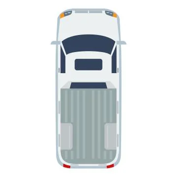 Pickup top view with flat and solid color design. Vector commercial vehicle Stock Illustration
