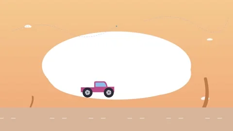 Pickup Truck Driving Through Flat Landscape - Sunset Animation 스톡 동영상 341486948
