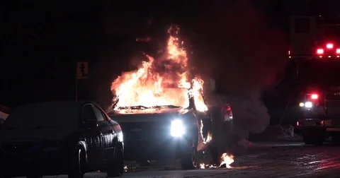 Pickup truck fire Stock Footage 85142328