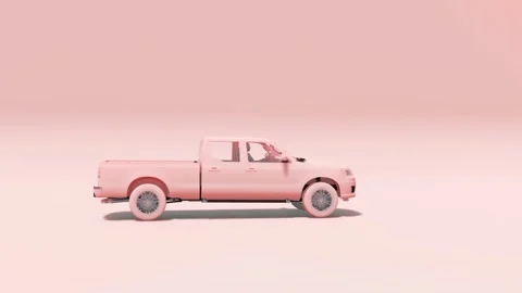 Pickup Truck Light Red Studio Render of Utility Vehicle Stock Footage 312973022