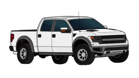 Pickup truck vector template isolated on white Stock Illustration