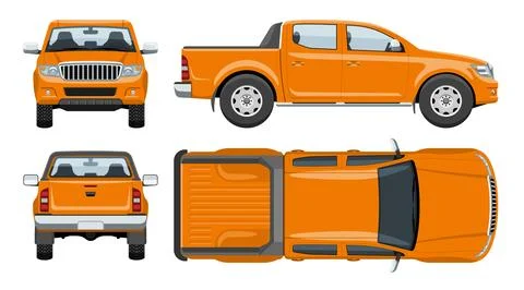 Pickup-tt-flatbed-simple-orange Stock Illustration