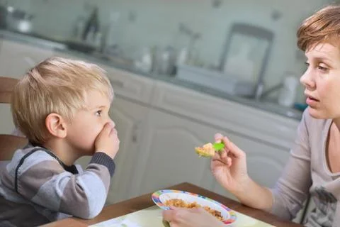 Picky Eater Denying to Eat Stock-Fotos