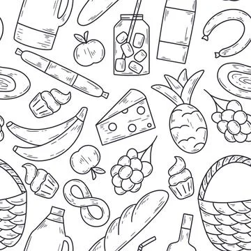 Picnic and Barbecue seamless pattern Stock Illustration