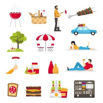 Picnic And Barbecue Set Stock Illustration
