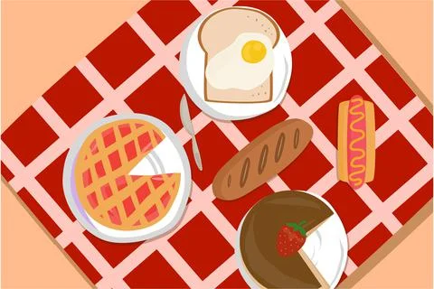 Picnic Background Vector Illustrazione stock
