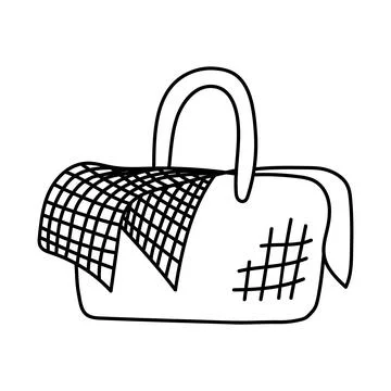 Picnic basket doodle icon, vector illustration Stock Illustration