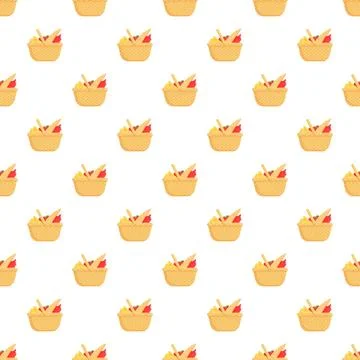 Picnic basket with food pattern for summertime fun Stock Illustration