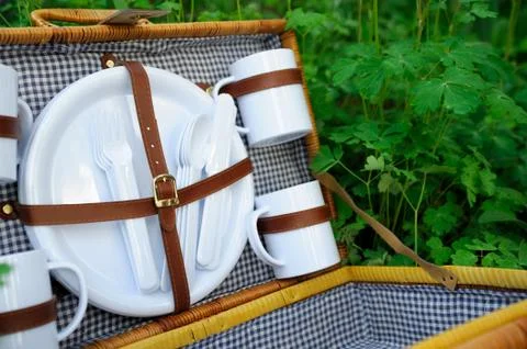 Picnic basket Stock Photos