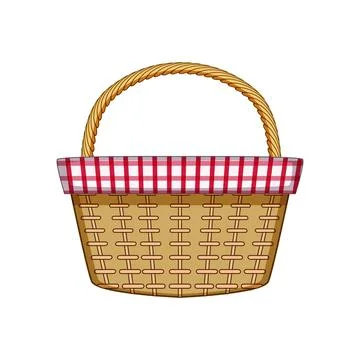 Picnic basket with red checkered cloth design Stock Illustration