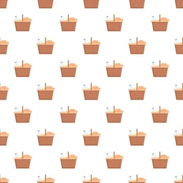 Picnic basket repeating pattern for summer vacation Stock Illustration