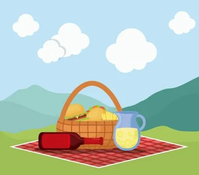 Picnic basket with snack design Illustrazione stock